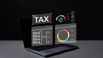 Tax expense management concept for business or individual who have high income. Pay tax and revenue decrease. Financial tax planning.