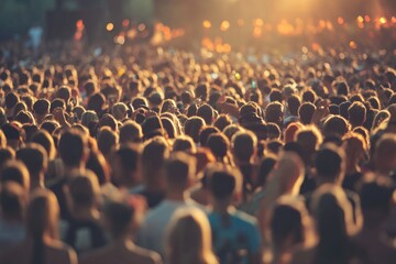 A crowd of people are gathered together in a large open space. The atmosphere is lively and energetic, with people of all ages and backgrounds mingling and enjoying themselves