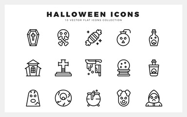 15 Halloween Lineal icon pack. vector illustration.