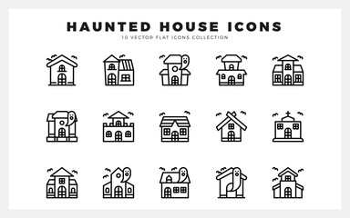 15 Haunted House Lineal icon pack. vector illustration.