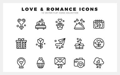 15 Love  Lineal icon pack. vector illustration.