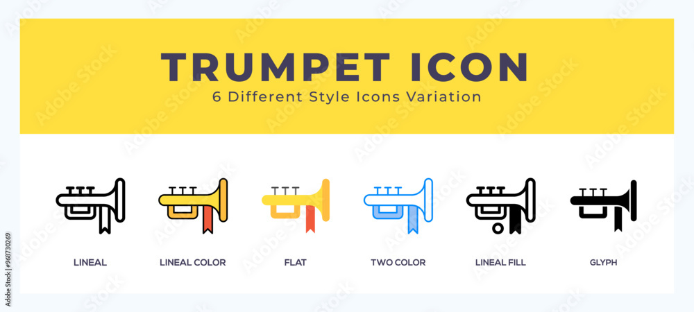 Poster trumpet set of vector icon. for web. and mobile app