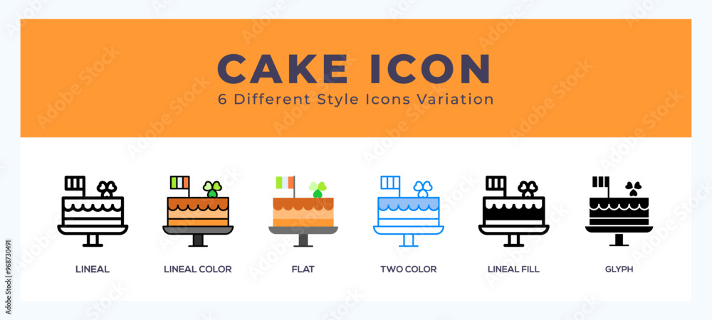 Poster cake icons set. different style of icons simple vector illustration.