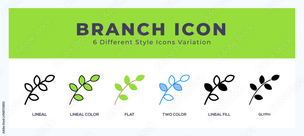 Poster branch icon set with different styles. vector illustration.