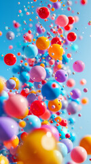 Lots of colored balls and blue sky