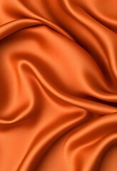 Fototapeta premium Abstract background luxury cloth or liquid wave smooth, flowing orange silk fabric with soft folds and highlights.