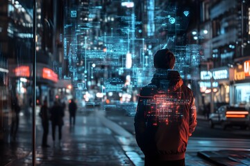 Digital Interface Overlay In Urban Scene