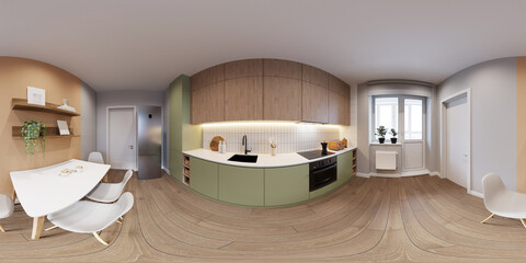 Full spherical seamless hdri 360 panorama in equirectangular projection in interior of bathroom in modern flat apartments, VR content	