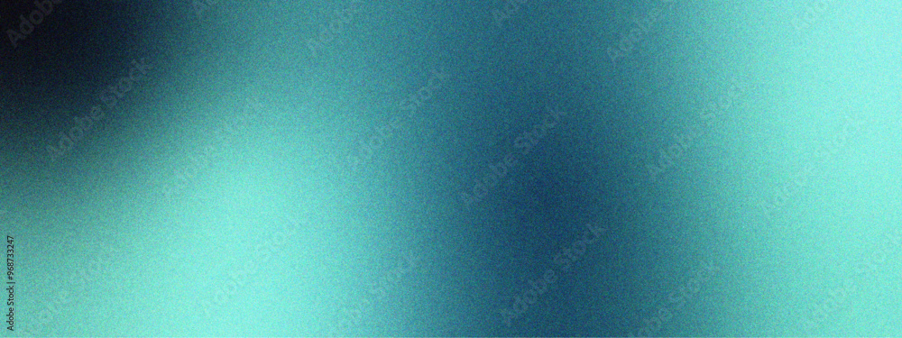 Poster Abstract smooth gradient background transition from light to dark teal. Blue green grainy color gradient background teal turquoise glowing noise texture. Texture with rough, grain, and noise.