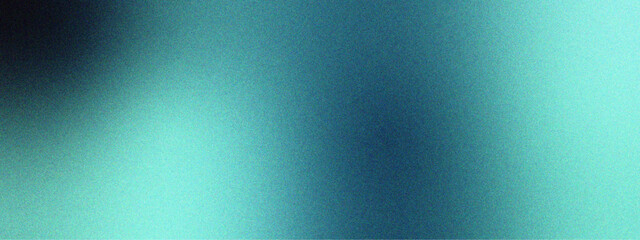 Abstract smooth gradient background transition from light to dark teal. Blue green grainy color gradient background teal turquoise glowing noise texture. Texture with rough, grain, and noise.