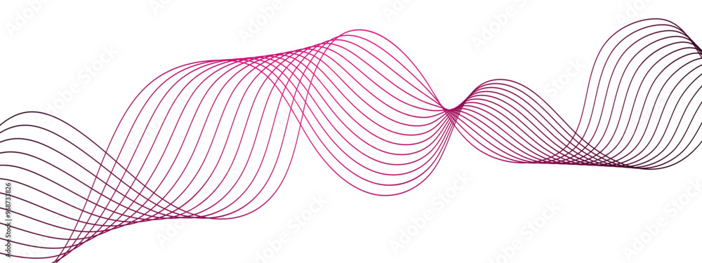 Poster Abstract colorful modern stream wave and curve lines in transparent background. Frequency sound wave lines and technology curve lines. Design for brochure, flyer, banner, template, business wave lines