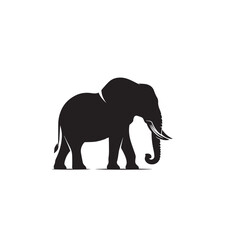 Fototapeta premium Elephant vector silhouette. Elephant black silhouette. Elephant logo, icon black and white.