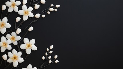 White Flowers on Black Background