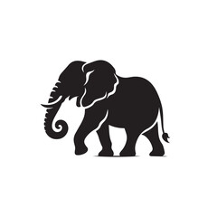 Fototapeta premium Elephant vector silhouette. Elephant black silhouette. Elephant logo, icon black and white.