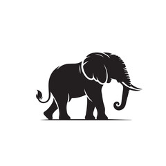 Obraz premium Elephant vector silhouette. Elephant black silhouette. Elephant logo, icon black and white.