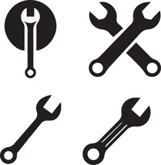 Wrench silhouette, Wrench icon, Wrench vector, 