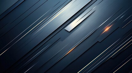 Obraz premium Abstract Dark Blue Geometric Background with Golden Lines