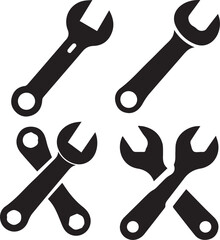Wrench silhouette, Wrench icon, Wrench vector, 