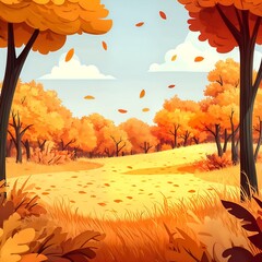 Autumn Path with Falling Leaves and Golden Trees abstract wallpaper 