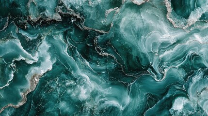Obraz premium Blue-green marble with white veins and silver accents, resembling ocean waves in texture. No people. No logo.