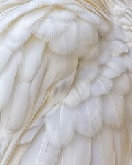 White feathers overlapping each other. AI.