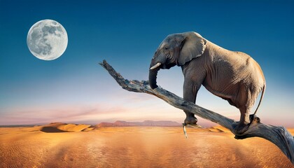 Elephant in  the desert Walid life silhouette animal elephant lover going in zoo