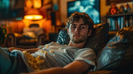 Obraz premium Man relaxing on a couch. AI.