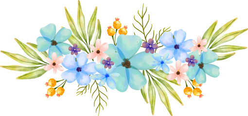 violet blue watercolor flower for border