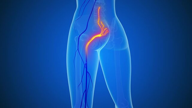Sciatic spine and nerve pain medical concept