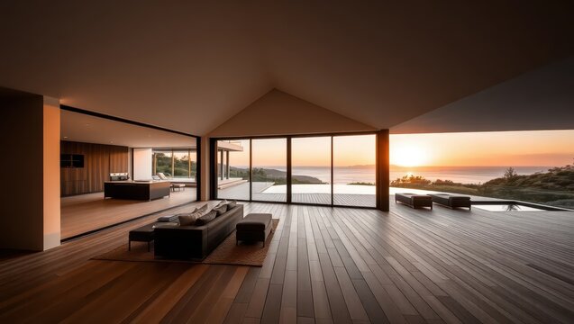 Moern Luxury Home With Ocean View An Sunset