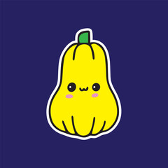 Cute yellow pumpkin tasty character sticker cartoon simple in dark background high quality vector for kids book children print