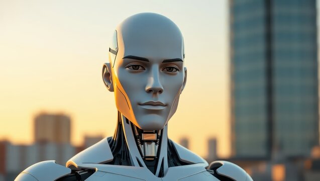 Futuristic Anroi Robot AI Close Up Portrait