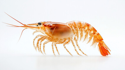 Photograph of a shrimp on a white background