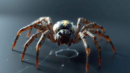 Macro  of Spier with Web on Black Backgroun