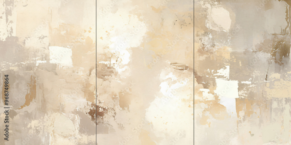 Poster an abstract painting composed of soft earth tones and textures, creating a warm and inviting atmosph