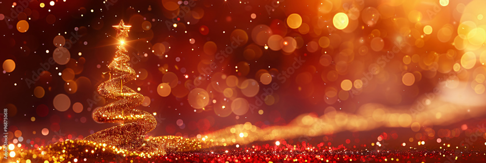 Aufkleber a festive christmas scene filled with shimmering lights and a sparkling tree, creating a joyful and 