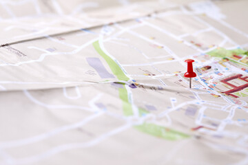 travel concept - small toy car on the map