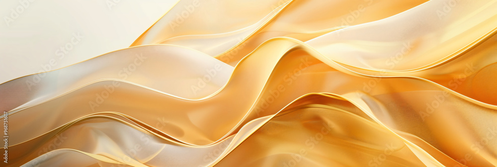 Poster a smooth and flowing fabric in shades of gold, creating an elegant and luxurious backdrop suitable f
