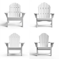 White Adirondack chair with a solid white background