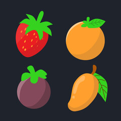 set of fruits flat icons design