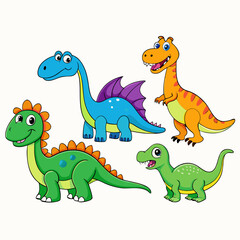 Naklejka premium set of funny Cartoon dinosaurs