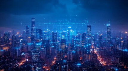 AI-powered environmental monitoring system preventing pollution in futuristic cities: A city where AI manages and reduces pollution levels.