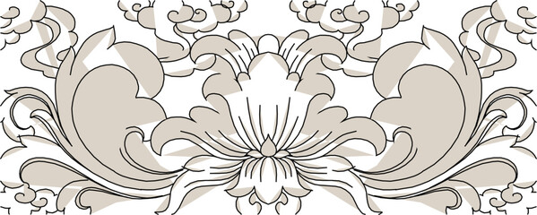 Vector sketch illustration silhouette design detail image ornament floral decoration arnimal classic vintage ethnic traditional