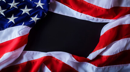 American Flag Frame -  Patriotic Background With Copy Space.