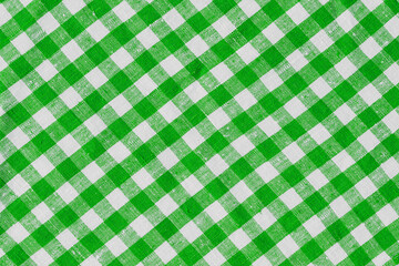 Natural Linen Country Plaid Tartan Kitchen Fabric Material Abstract Check Texture Background Texture, Bright Green And White. Flannel Tartan Patterns. Trendy Tiles Photo. Print Scottish Square Cloth