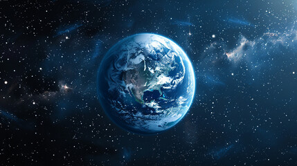 Obraz premium Planet earth with stars and blue sky on space background.