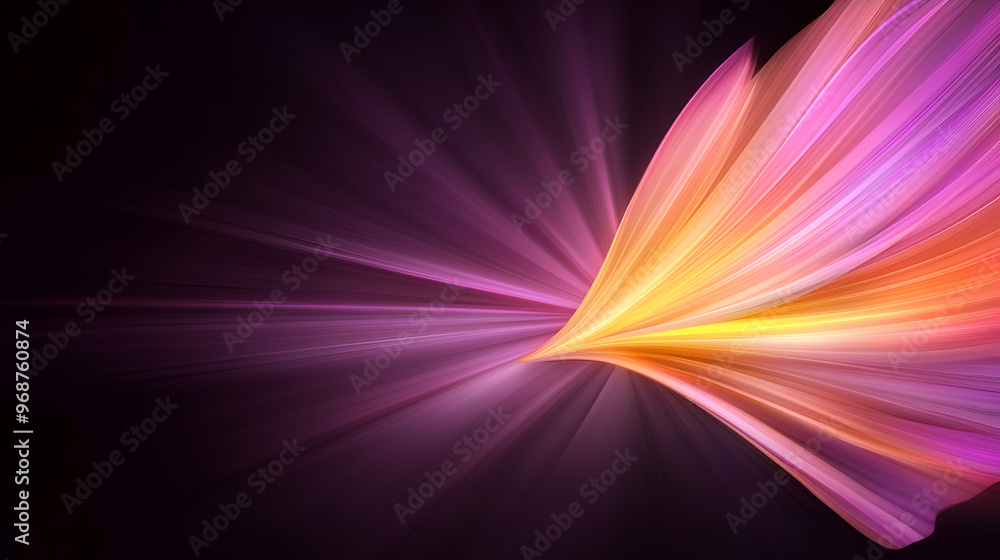 Poster vibrant abstract patterns showcase dynamic movement and color blending in a dark background atmosphe