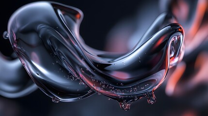 Organic fluid shapes with a glossy finish floating in a dark background