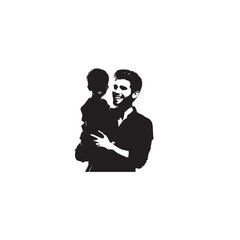 Father and son silhouette. Father and son lovely time. Father and son vector design black and white.