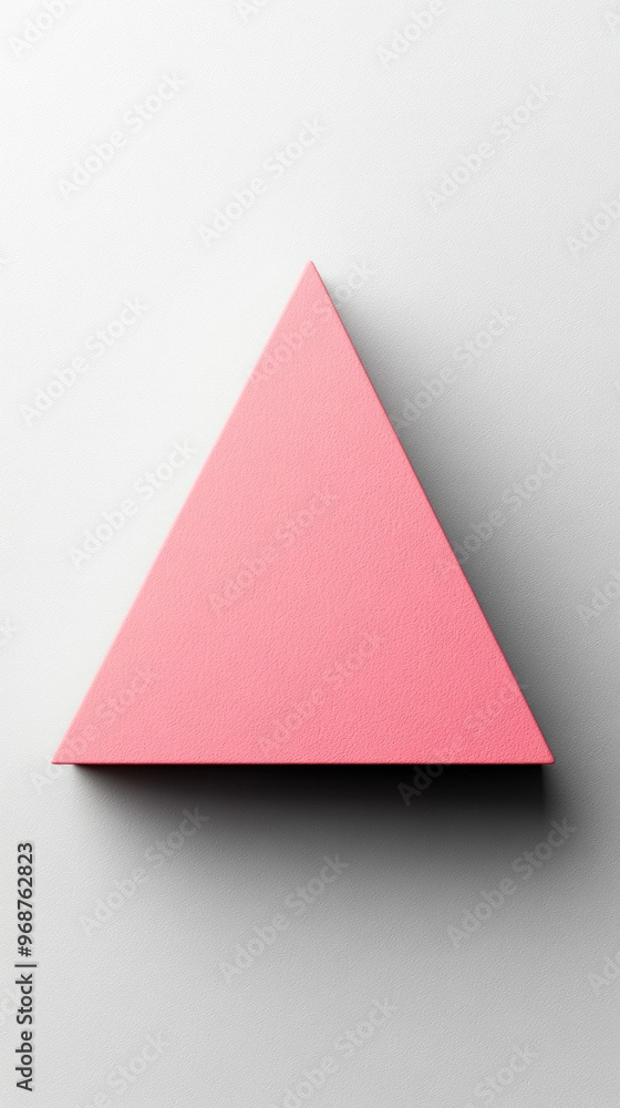 Poster a pink triangle is on a white background. the triangle is made of a material that is not very smooth